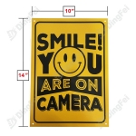 Reflective Aluminum Sign - Smile You Are On Camera Security CCTV Camera Warning Sign